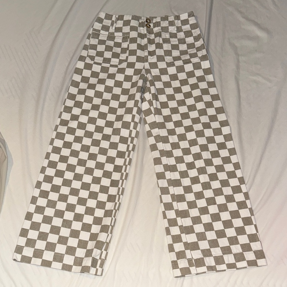 Altar'd State Brown and White Checkered Pants